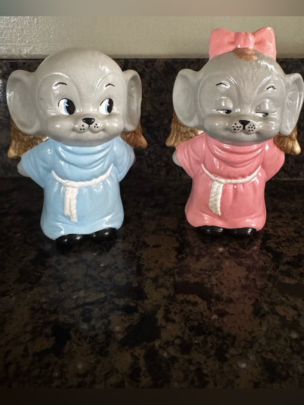 Set of 2 Ceramic Monk Mice Angels